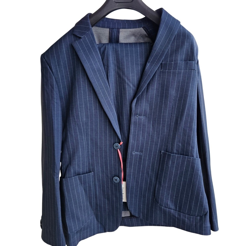 Isaac Mizrahi Boys Navy Blue Pinstripe 2pc Suit Set Blazer Pants Size 14 ST2617